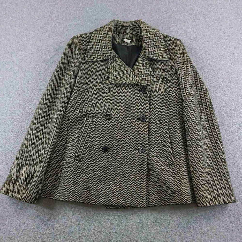 J. Crew Gray Herringbone Pea Coat